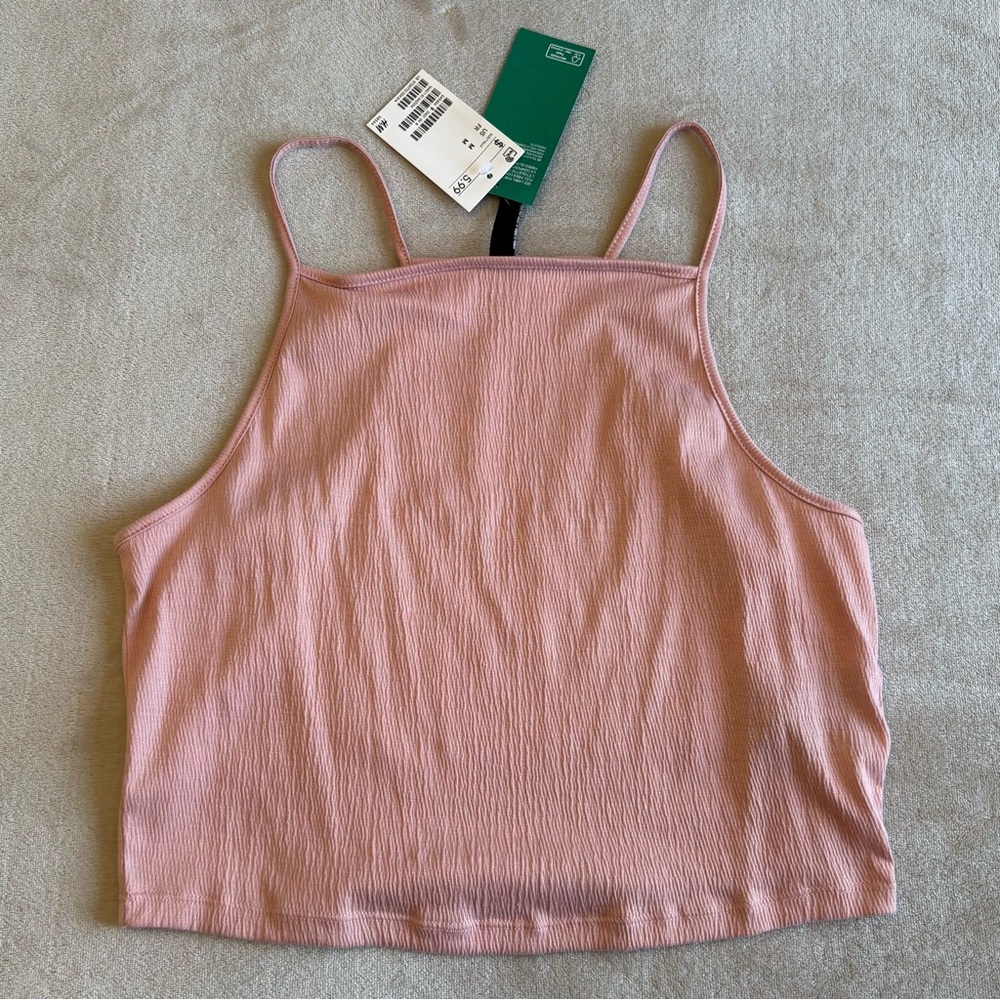 H&M Light Pink Ribbed Crop Top
